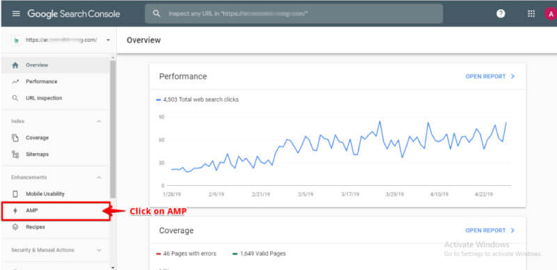 amp search console