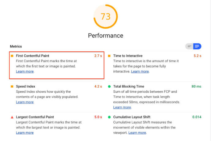 fcp در لایت هاوس