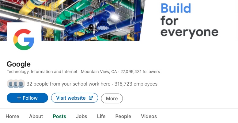 نمونه برای تجربه محتوا، اسکرین شات از linkedin of google 