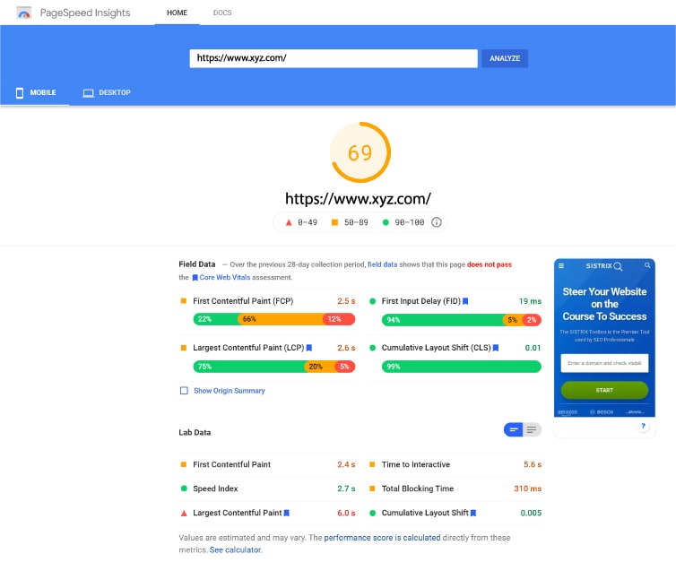 pagespeed insight