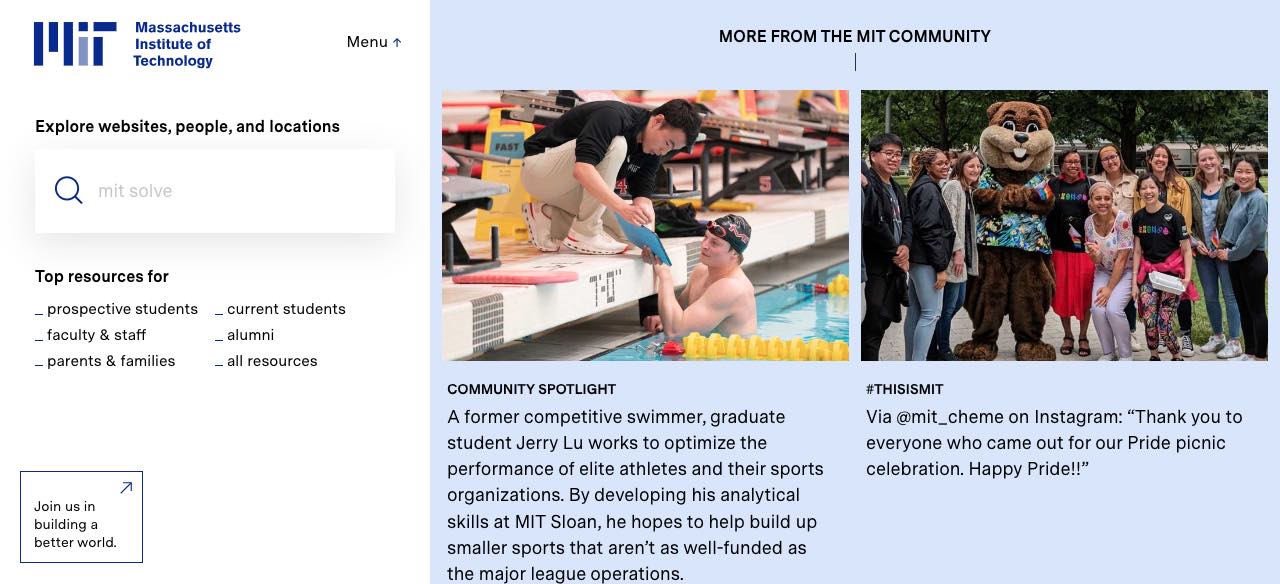 MIT university homepage