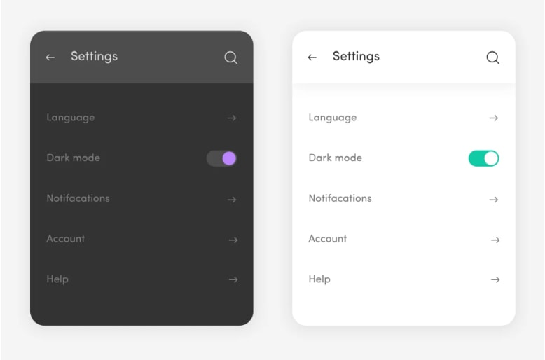 Dark mode در طراحی UI