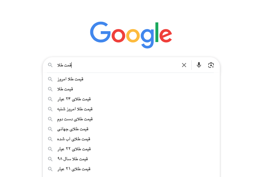 اسکرین شات از autocorrection گوگل